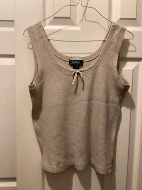 Ralph Lauren Cream Ribbed Tie-Front Tank